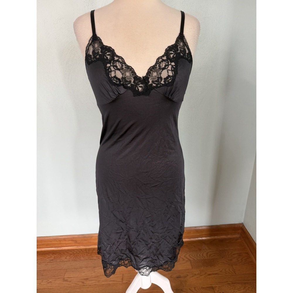 Bestform Lace Trim Neckline Knee Length‎ Slip Dress Fitted Valentines Sexy Sz S